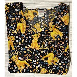 Disney Scrub‎ Top Women's Size 3XL Black The Lion King Simba Pockets Medical